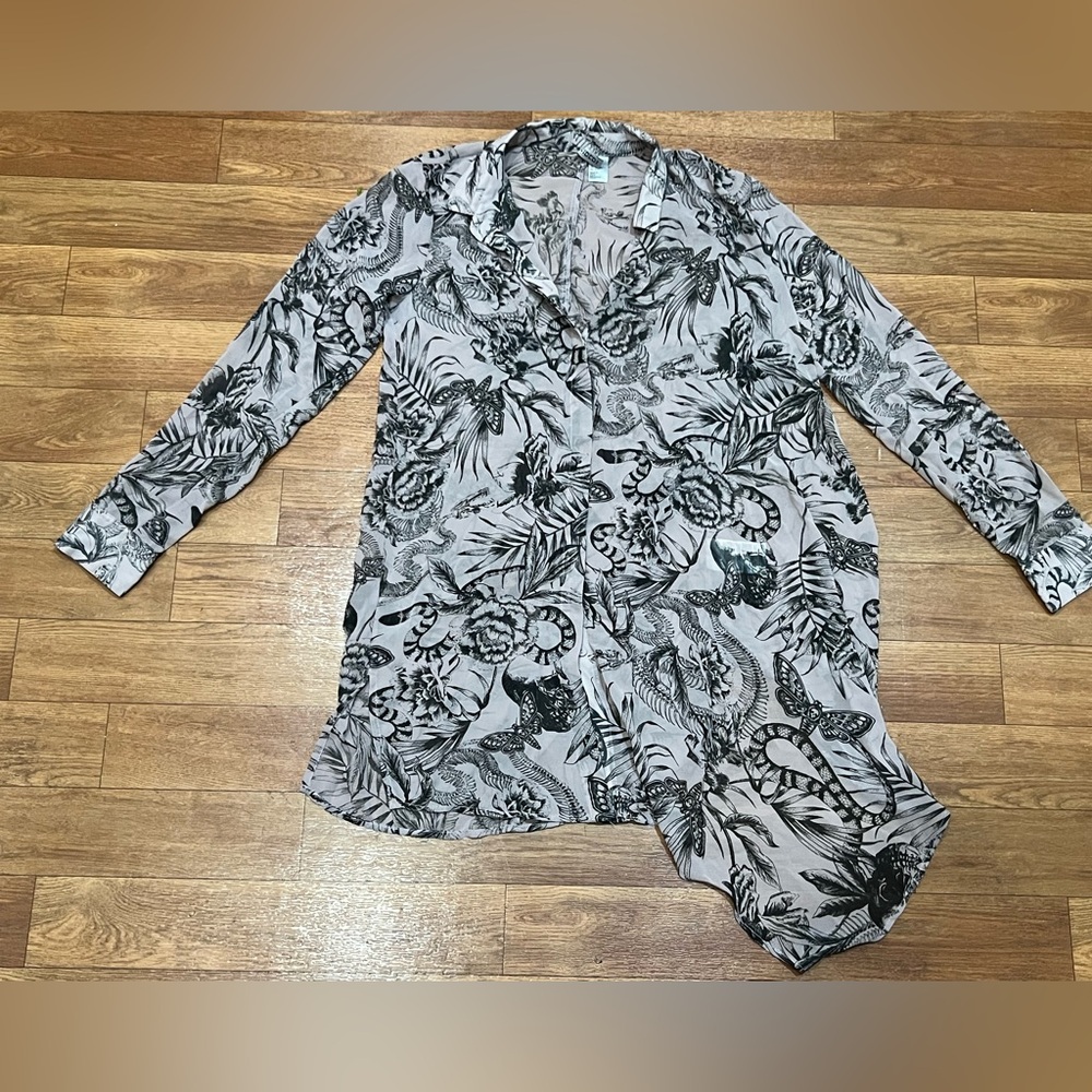 Divided by H&M Dark Academia Sheer Button Down Blouse Women’s Size 2